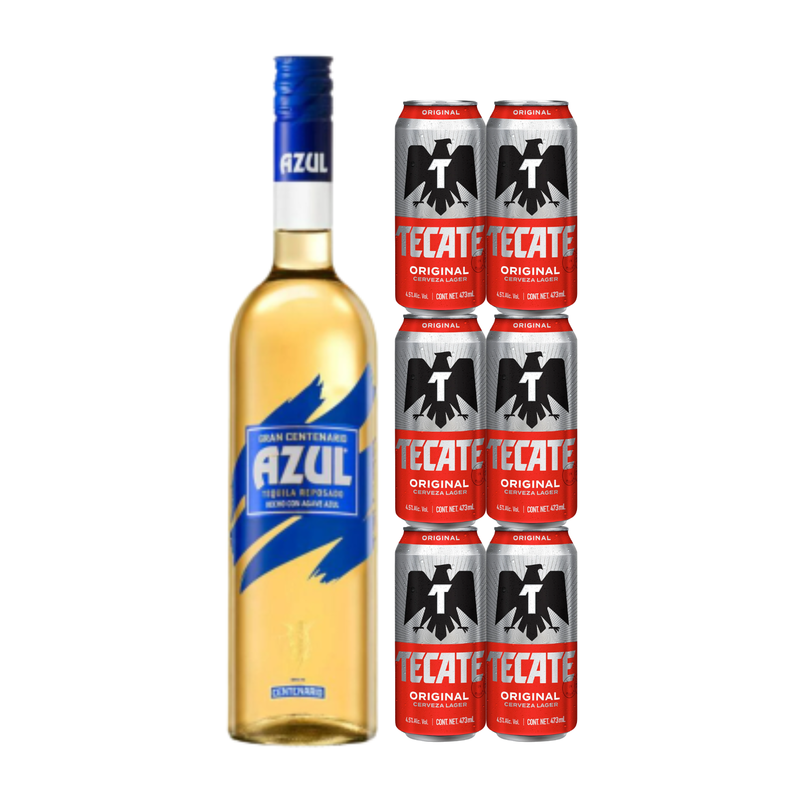 Tequila Centenario Azul 950ml + 6 Tecate Latón 473ml Vinexa