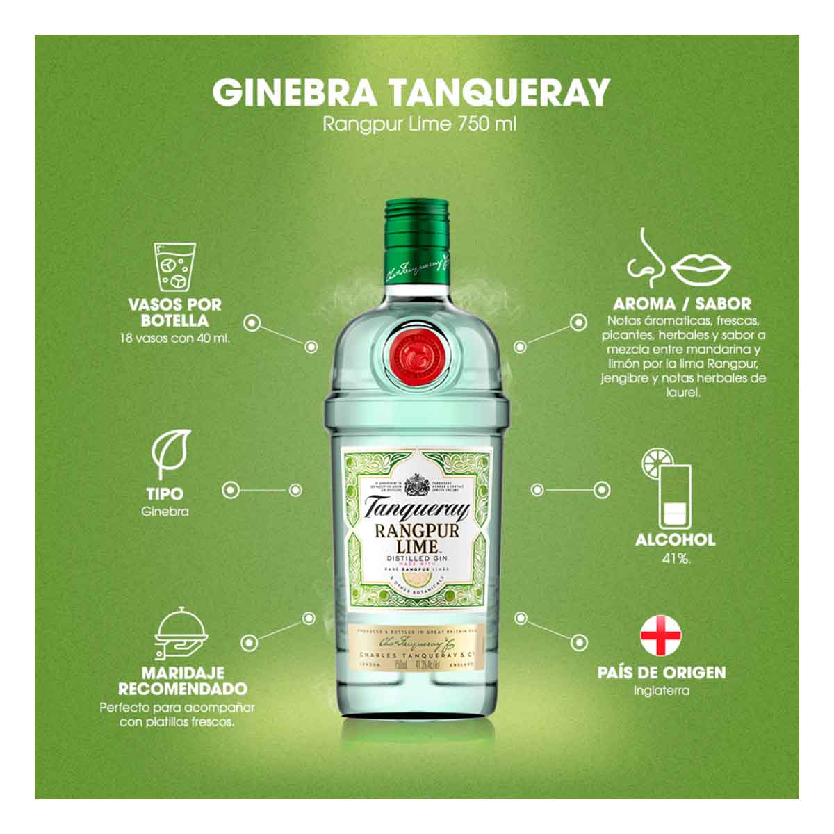 Ginebra Tanqueray Rangpur Lime Citrica 750 ml