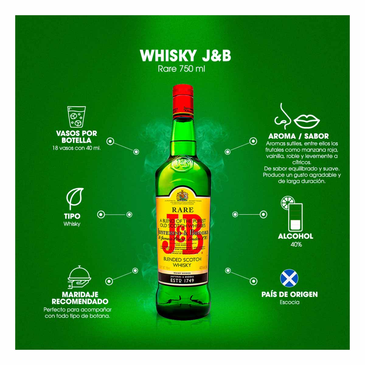 Whisky J & B Rare Blended Scotch 750 ml